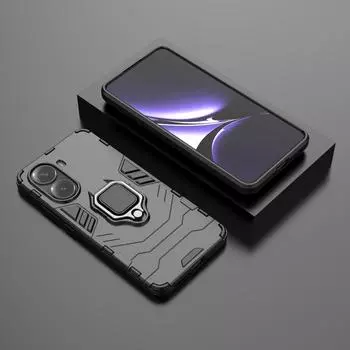 Ударопрочный чехол для телефона с улучшенным металлическим кольцом и подставкой, защитный чехол для Redmi Turbo 4 5G Turbo4 Redmi Turbo 4 5G чёрный