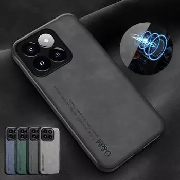 Ударопрочный чехол для Xiaomi 14T / Xiaomi 14T Pro Защитный чехол Встроенный магнитный присоска автомобильный держатель Coque Funda Capa For Xiaomi 14T темно серый