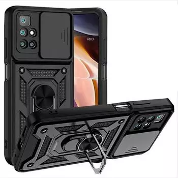 Ударопрочный чехол для Xiaomi Redmi 10 9 9T 9A 9C NFC Push Pull Camera Protection Phone Cover Fo Redmi Note 10 9 11 Pro Max 10S 9S For Redmi 10 чёрный