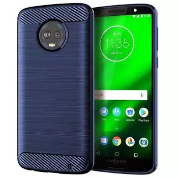 Ударопрочный чехол из углеродного волокна для Moto G6 Plus G6+ Матовая текстура резиновый силиконовый чехол для moto g6 plus g6+ Мягкий чехол для телефона Moto G6 Plus чёрный