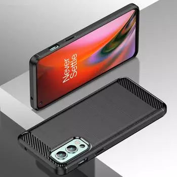 Ударопрочный чехол из углеродного волокна для Oneplus Nord 2 5G, силиконовый чехол для oneplus nord2 5g, задняя крышка-бампер, чехол Fundas Oneplus Nord 2 5G чёрный