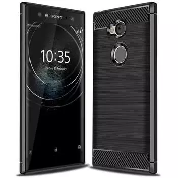 Ударопрочный чехол из углеродного волокна для SONY Xperia XA2 Ultra Матовый резиновый силиконовый чехол для Sony Xperia XA2ultra Чехол для телефона Sony XA2 Ultra чёрный