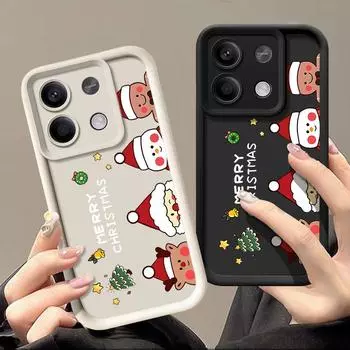 Ударопрочный чехол конфетного цвета для Xiaomi 13t 11t F6 X6 X5 Pro Redmi 13 12 11 10 Pro с рисунком в виде рождественского мультфильма, защитный силиконовый мягкий чехол для объектива Redmi Note 13 5G чёрный