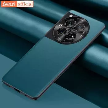 Ударопрочный чехол с полной защитой для One Plus 12 5G OnePlus12 Роскошный чехол для телефона из искусственной кожи для OnePlus 12 Матовая задняя крышка Coque For OnePlus 12 чёрный