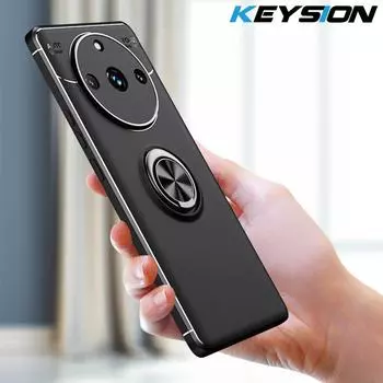 Ударопрочный матовый чехол KEYSION для Realme 11 Pro + 5G C53 Narzo 60 Pro 5G N53, мягкий силиконовый чехол-подставка с кольцом для телефона OPPO A98 5G