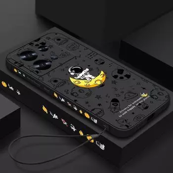 Ударопрочный мягкий чехол из ТПУ для Xiaomi 14T 13t 12t 11t 10t Poco F3 X6 X5 Pro Redmi Note 13 12 11 10 9 Pro Moon Stand Astronautt Print Slim Lanyard Cover Redmi Note 13 4G фиолетовый