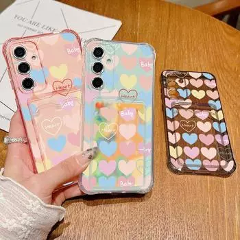 Ударопрочный мягкий силиконовый чехол для слота для карт памяти для Samsung S24 S22 Ultra Plus S23 S21 S20 Fe A55 A54 A53 A52 A35 A15 цветной защитный чехол для объектива с сердечками Samsung S24 серый