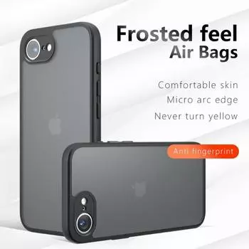 Ударопрочный прозрачный акриловый чехол для iPhone 16E SE 4 Роскошный матовый жесткий чехол для ПК Apple iPhone16e 16 E SE4 Bumper Frosted Shell Iphone 16E чёрный