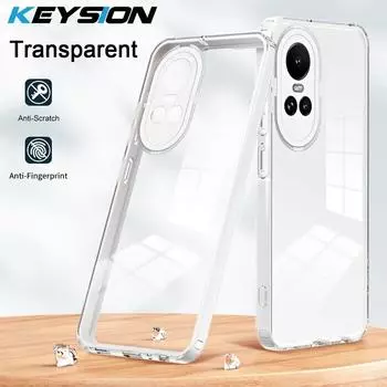 Ударопрочный прозрачный чехол KEYSION для OPPO Reno10 Pro 5G, прозрачный мягкий силиконовый чехол из ТПУ + задняя крышка для телефона из ПК для OPPO Reno 10 Pro 5G for OPPO Reno10 5G белый