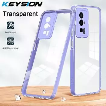 Ударопрочный прозрачный чехол KEYSION для Xiaomi POCO F5 Pro X5 X4 GT, прозрачный мягкий силиконовый чехол из ТПУ + чехол для телефона из ПК для Redmi 12 Note 12S for POCO F5 белый