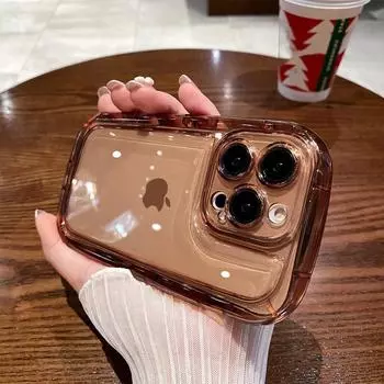 Ударопрочный прозрачный чехол кофейного цвета для iPhone 14 13 12 11 Pro Max 13 14Plus Air Cushion прозрачная мягкая задняя крышка For iPhone 13Pro