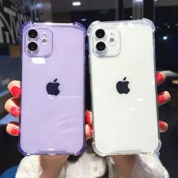 Ударопрочный прозрачный чехол TPU для iPhone 16 15 Pro Max 14 Plus 13 12 Mini чехол для iPhone 11 Pro Max Xs XR X 7 8 Plus 6 6s мягкий чехол iPhone 16 Pro Max чёрный