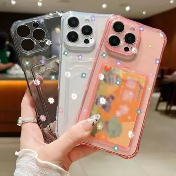 Ударопрочный прозрачный мягкий силиконовый чехол для iPhone 16 Pro 15 14 13 Pro Max 12 11 с цветочным узором, тонкий защитный чехол для объектива от падения iPhone 16 серый