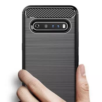 Ударопрочный силиконовый чехол для LG V60 ThinQ 5G Мягкая задняя крышка для LG V60 LGV60 Thinq Чехол из матового углеродного волокна LG V60 чёрный