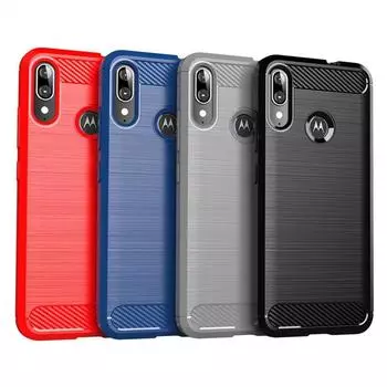 Ударопрочный силиконовый чехол для Motorola MOTO E6 Plus E6 E6s Полный защитный мягкий чехол для moto E6S e6 plus Роскошные чехлы из углеродного волокна Moto E6 Plus чёрный