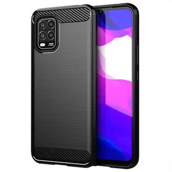 Ударопрочный силиконовый чехол для Xiaomi 10lite Mi10 lite Матовый карбоновый чехол для Xiaomi Mi10 lite Zoom Edition Задняя крышка Mi 10 Lite чёрный