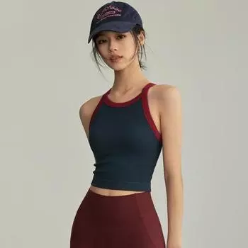 Ударопрочный спортивный жилет с нагрудными накладками - одежда для йоги и бега в стиле ретро, бюстгальтер I-образной формы Small