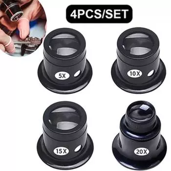 Ударопрочный увеличительный инструмент для часов с большим увеличением увеличительное стекло для часовщиков 4 pcs