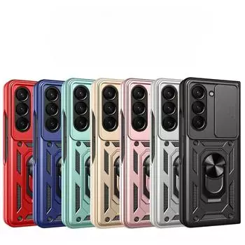 Ударопрочный защитный чехол для телефона со слайдер-объективом для Samsung Galaxy Z Fold 6 5 4 3 5G с магнитным кольцом-держателем, подставкой, чехлом для Fold6 Z Fold 6 красный