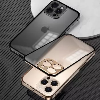 Ударопрочный жесткий чехол для iPhone 16 Pro Max, алюминиевый сплав, металлический каркас, бампер + закаленное стекло, бронированный задний чехол для iPhone 16Pro for iphone 16 promax чёрный