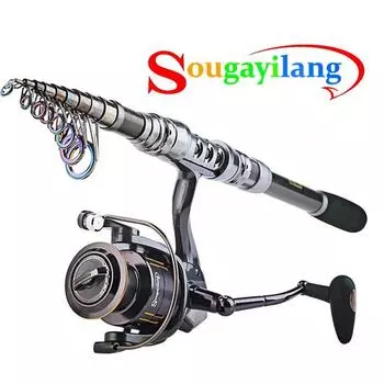 Удилище и катушка 1,8-3,3 м, карбоновая телескопическая удочка со спиннинговой катушкой, наборы для морской и пресноводной воды 1.8M Rod 2000 Reel