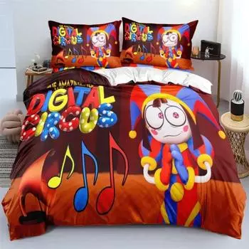 УДИВИТЕЛЬНЫЙ ЦИФРОВОЙ ЦИРК Мультяшный комплект постельного белья полиэстер модный пододеяльник двойной размер постельное белье с наволочками для подростков кровать Eu Single 135x200cm