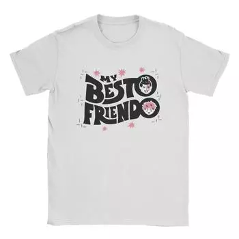 Удивительная футболка My Besto Friendo для мужчин, круглый воротник, 100% хлопок, футболки, аниме, футболка с коротким рукавом, идея для подарка, одежда S чёрный