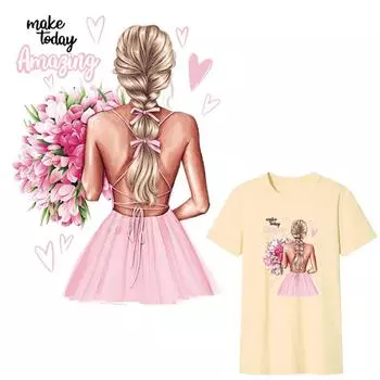 Удивительная нашивка для девочек с цветочным узором, новый дизайн, термотрансферная футболка с надписью Hot Tear, платья, наклейки на одежду, нашивка на платья для девочек и женщин