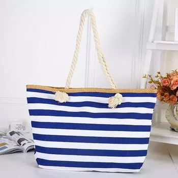 Удивительная студенческая книжная сумка с толстыми веревочными ручками для женского хранения темно-синий