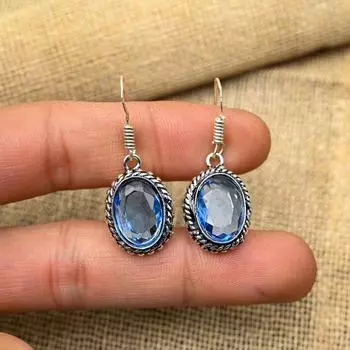 Удивительная ювелирная серьга ручной работы из стерлингового серебра 925 пробы с танзанитом для нее