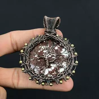 Удивительное Древо жизни, дикая лошадь, драгоценный камень, кулон ручной работы из чистой медной проволоки, завернутый в ювелирное изделие 2.56 Inches белый