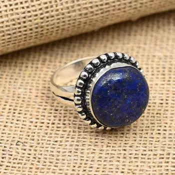 Удивительное кольцо из стерлингового серебра 925 пробы ручной работы с драгоценным камнем лазурит 4 синий