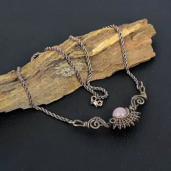 Удивительное ожерелье из меди с драгоценными камнями из розового кварца ручной работы для нее 18 Inches With Adjustable розовый