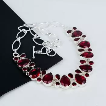 Удивительное ожерелье из серебра 925 пробы с драгоценными камнями красного граната, ожерелье из серебра красного граната для жены, ожерелье унисекс, подарок на вечеринку 20 красный