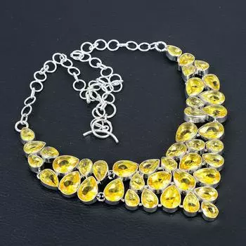 Удивительное ожерелье из серебра 925 пробы с цитрином, серебряное ожерелье с цитрином для жены, ожерелье унисекс, подарок на годовщину 20 жёлтый