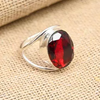 Удивительное ювелирное кольцо ручной работы из стерлингового серебра 925 пробы с красным гранатом 4 красный
