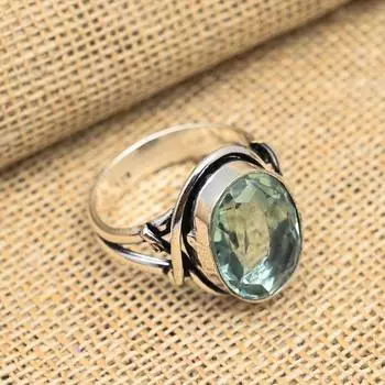 Удивительное ювелирное кольцо ручной работы из стерлингового серебра 925 пробы с аква-апатитом и драгоценным камнем для подарка 4 синий