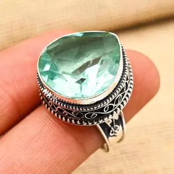 Удивительное ювелирное кольцо ручной работы из стерлингового серебра 925 пробы с аква-апатитом и драгоценным камнем 4 зелёный