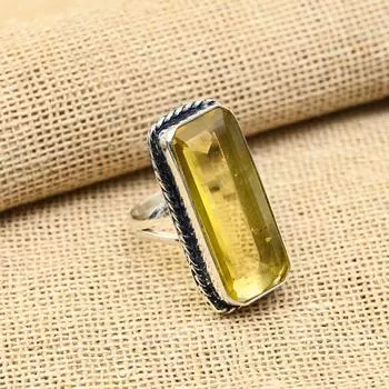 Удивительное ювелирное кольцо ручной работы из стерлингового серебра 925 пробы с драгоценным камнем цитрин для нее 4 Inches жёлтый