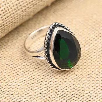 Удивительное ювелирное кольцо ручной работы из стерлингового серебра 925 пробы с хром-диопсидом 4 зелёный