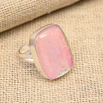 Удивительное ювелирное кольцо ручной работы из стерлингового серебра 925 пробы с розовым австралийским тройным опалом и драгоценным камнем 4 розовый