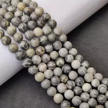 Удивительные бусины из матовой серой яшмы из натурального драгоценного камня, свободные бусины из драгоценных камней, гладкие круглые бусины диаметром 6, 8 и 10 мм. 6 MM 1 Strand Beads