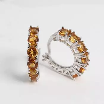 Удивительные дизайнерские шикарные серебряные серьги-клипсы из натурального цитрина, драгоценного камня, ювелирные украшения для женщин, подходящие для повседневного сочетания M жёлтый