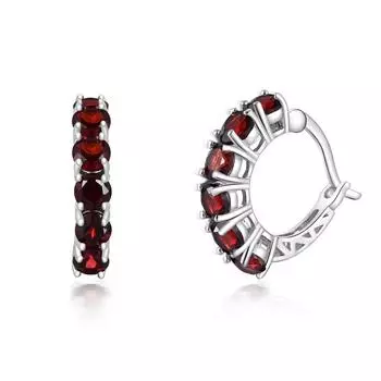 Удивительные дизайнерские шикарные серебряные серьги-кольца с натуральным гранатом, январский камень, камень для благословения, ювелирные изделия для влюбленных, подарок M красный