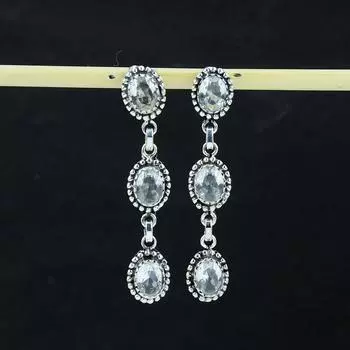 Удивительные серьги с белым топазом, серьги из стерлингового серебра 925 пробы, серьги-подвески, серебряные украшения в стиле бохо ручной работы, подарок на День матери 2.75 белый