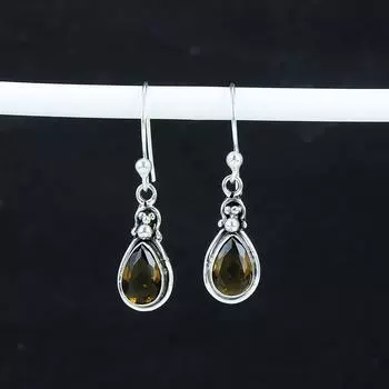 Удивительные серьги с дымчатым топазом, серьги из стерлингового серебра 925 пробы, серьги-подвески из серебра ручной работы в стиле бохо, подарок на вечеринку 1.77 коричневый