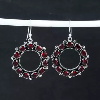 Удивительные серьги с красным гранатом, серьги из стерлингового серебра 925 пробы, серьги-подвески ручной работы в стиле бохо, подарок на день рождения 2.36 красный