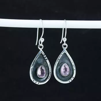 Удивительные серьги с розовым кунцитом, серьги из стерлингового серебра 925 пробы, серьги-подвески из серебра ручной работы в стиле бохо, подарок на годовщину 1.77 розовый