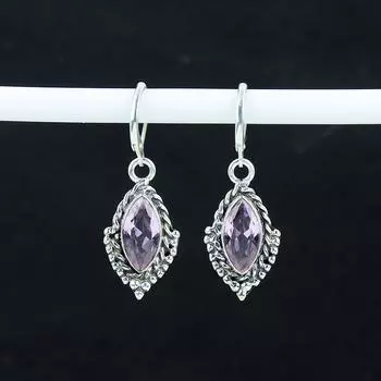 Удивительные серьги с розовым кунцитом, серьги из стерлингового серебра 925 пробы, серьги-подвески из серебра ручной работы в стиле бохо, подарок на помолвку 1.77 розовый