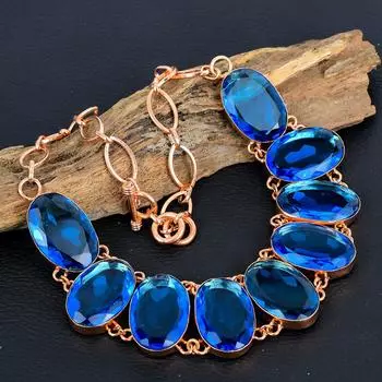 Удивительные ювелирные изделия из танзанита, медное ожерелье ручной работы, регулируемые украшения, ювелирные изделия из ожерелья с драгоценными камнями для нее Blue синий